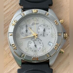 Belair Seapearl Chronograph Vintage Dive Watch Stainless Dial Two-tone Case Rare
